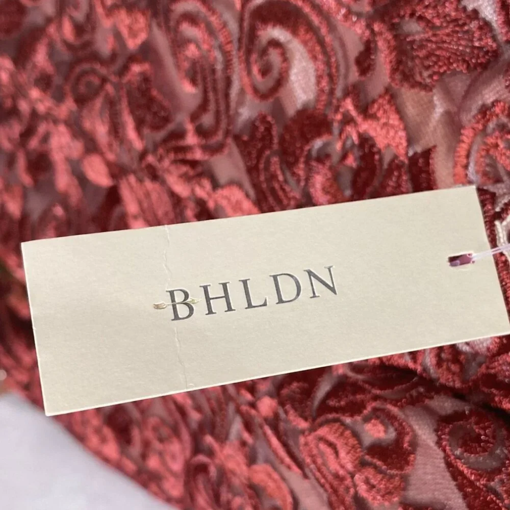 Burgundy Lace Dress 12 NWT Wedding Guest Cocktail Romantic Midi - Picture 3 of 5